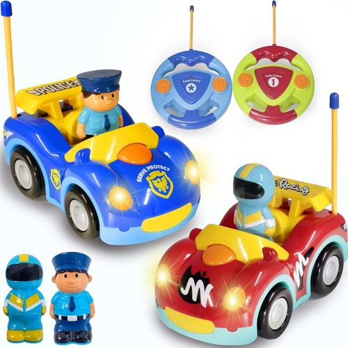 Voiture De Police De Dessin Animé Télécommandée Et Voiture De Course Radio Rc Klb