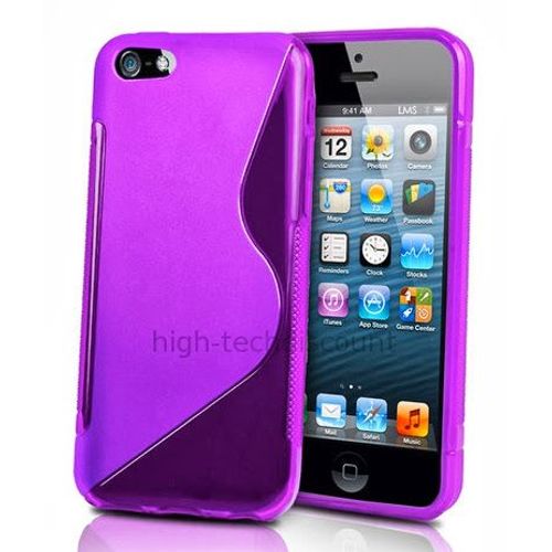 Housse Etui Coque Pochette Silicone Gel Pour Apple Iphone 5c + Film Ecran - Mauve