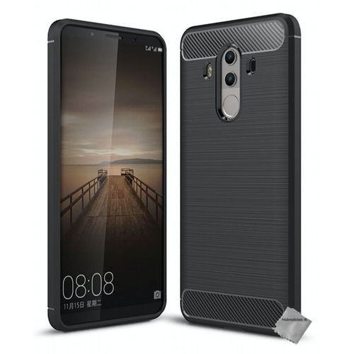 Housse Etui Coque Silicone Gel Carbone Pour Huawei Mate 10 Pro + Verre Trempe - Noir