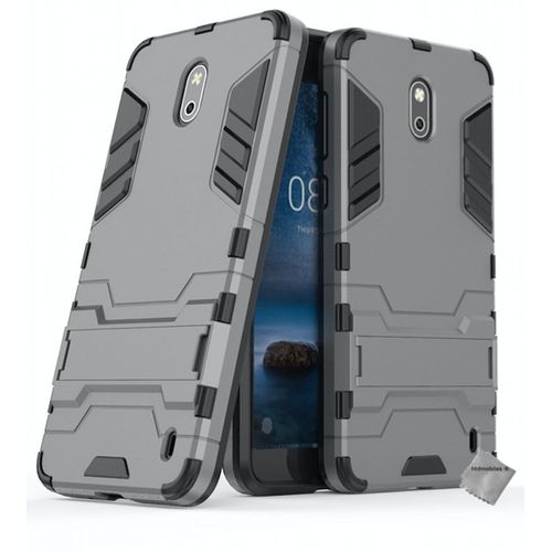 Housse Etui Coque Rigide Anti Choc Pour Nokia 2 + Verre Trempe - Gris