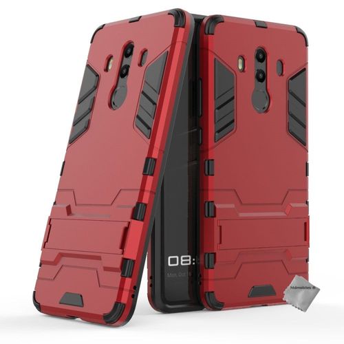 Housse Etui Coque Rigide Anti Choc Pour Huawei Mate 10 Pro + Verre Trempe - Rouge