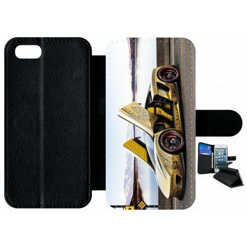 Etui A Rabat - Tuning Voiture Jaune - Compatible Avec Apple Iphone 8 - Plastique - Bord Noir