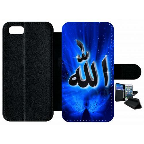 Etui A Rabat - Allah Religion Bleu Nuit - Compatible Avec Apple Iphone 8 - Plastique - Bord Noir