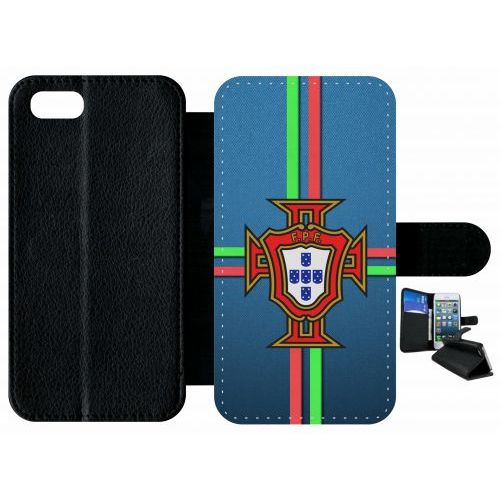 Etui A Rabat - Blason Portugal Bleu - Compatible Avec Apple Iphone 8 - Plastique - Bord Noir