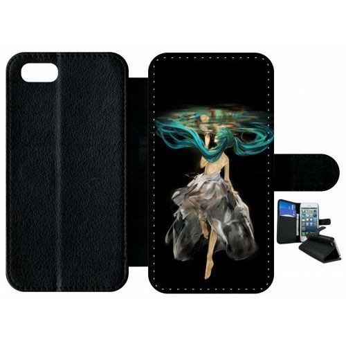 Etui A Rabat - Manga Fille Cheveux Bleu - Compatible Avec Apple Iphone 8 - Plastique - Bord Noir