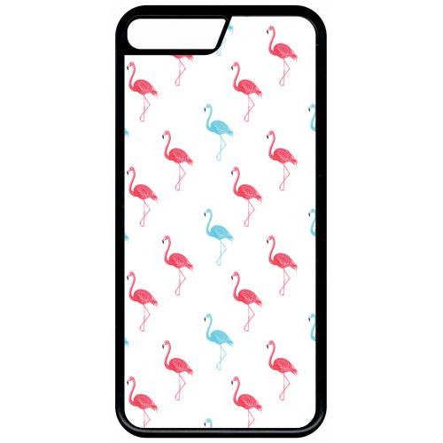 Coque Pour Smartphone - Flamand Rose - Compatible Avec Apple Iphone 8 Plus - Plastique - Bord Noir