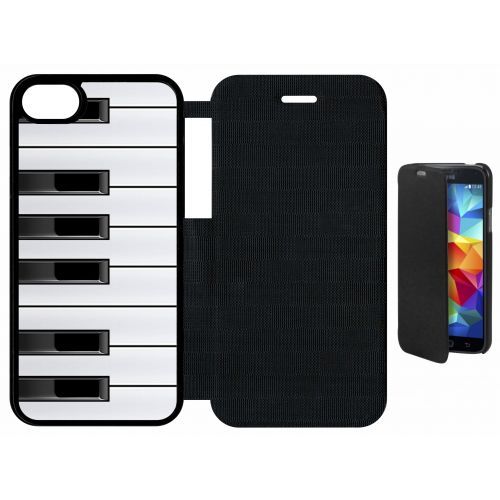 Etui A Flip Flap - Touche De Piano Noir Et Blanc - Compatible Avec Apple Iphone 8 - Plastique - Bord Noir