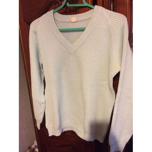 Pull Col V Dralon Bleu Ciel Taille L