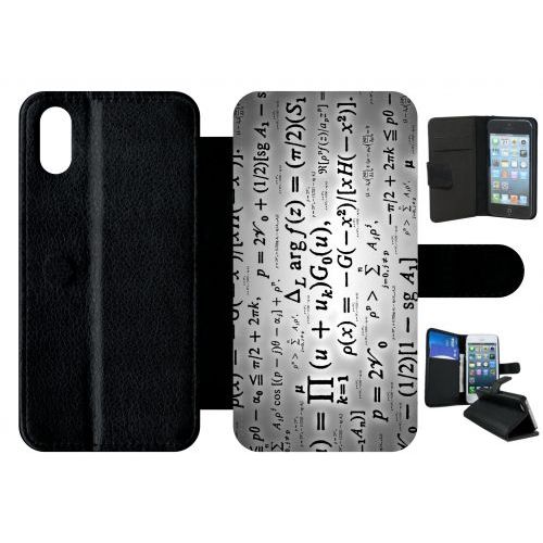 Etui A Rabat - Calcul Pi Math Fond Argent - Compatible Avec Apple Iphone X - Plastique - Bord Noir