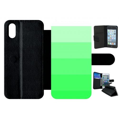 Etui A Rabat - Degrad Vert Fluo - Compatible Avec Apple Iphone X - Plastique - Bord Noir