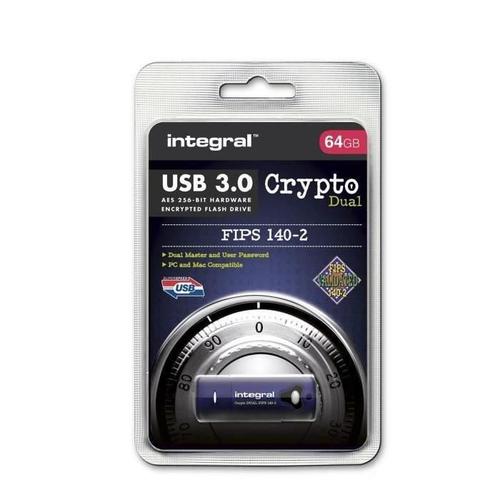 Integral Crypto Dual FIPS 140-2 - Clé USB - 64 Go - USB 3.0 - FIPS 140-2 Level 3