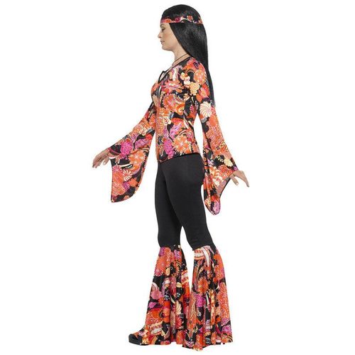Déguisement Hippie Noir Et Multicolore Femme Small