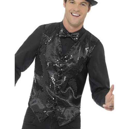Gilet Noir À Sequins Adulte Small