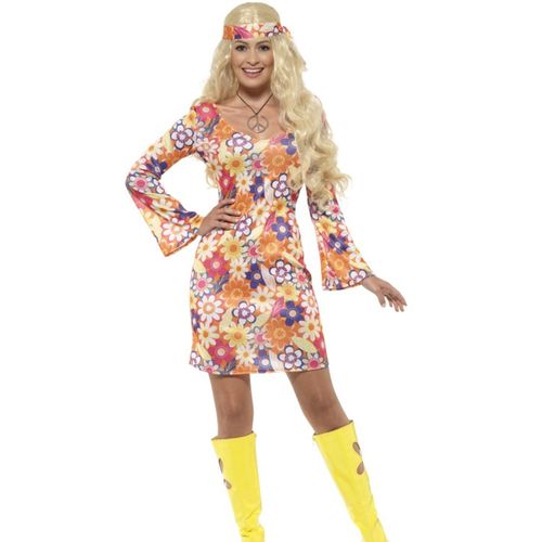 Déguisement Hippie Flower Orange Femme Small
