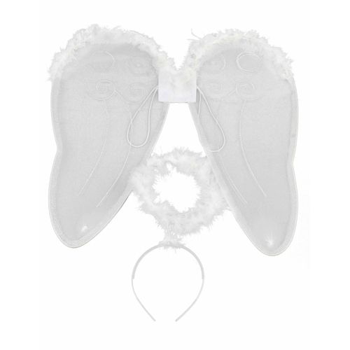 Kit Ange Blanc Avec Ailes Et Auréole Adulte Taille Unique