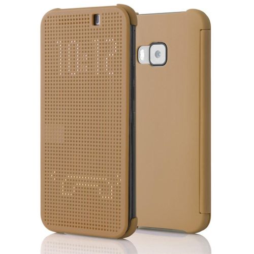 Coque Case Htc One M9 Dot View Or Gold Folio A Rabat Silicone Semi-Rigide (Tpu)