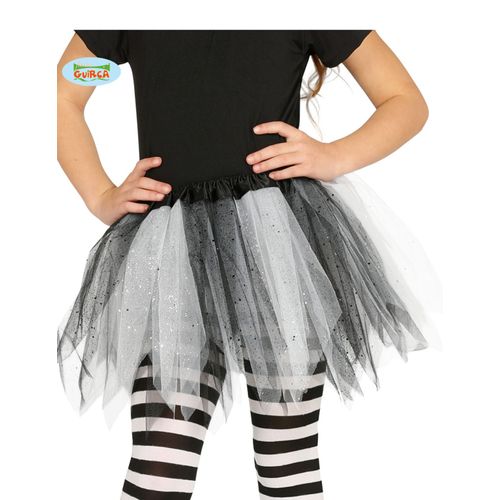 Tutu Bicolore Noir Et Blanc Paillettes Fille Taille Unique