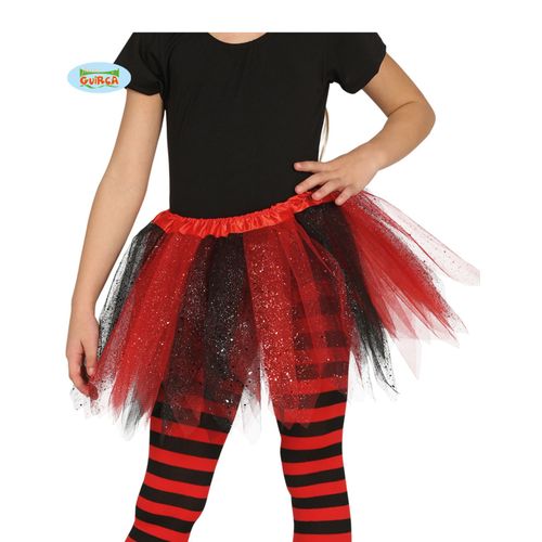 Tutu Bicolore Noir Et Rouge À Paillettes Fille Taille Unique
