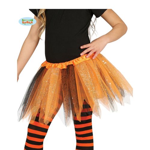 Tutu Bicolore Noir Et Orange À Paillettes Fille Taille Unique