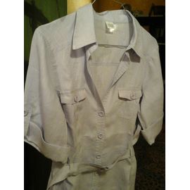 Chemise Camaïeu Saharienne Lin 40 Violet
