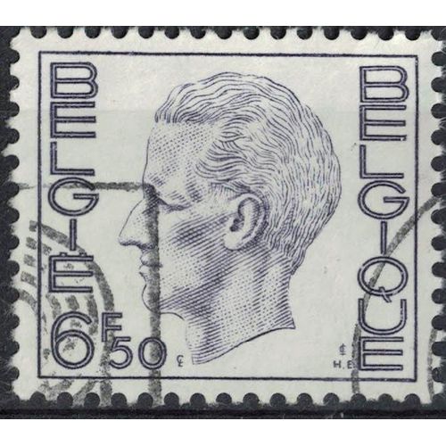 Belgique 1976 Oblitéré Used King Roi Baudoin Type Elström 6f50 Violet Noir Su