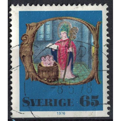 Suède 1976 Oblitéré Used Reproduction De Peinture Médiévale Réligion Su