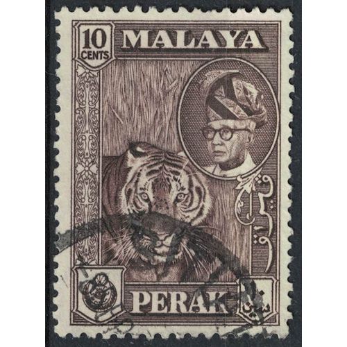 Malaisie Malaya Perak 1957 Oblitéré Used Sultan Yusuf Izzuddin Shah Et Tigre Su