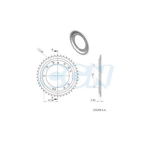 Couronne Cyclo Adaptable Mbk 51s Grimeca 42dts (D98) 10 Trous