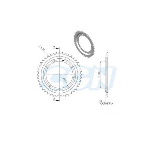 Couronne Cyclo Adaptable Mbk 65/85 44dts (D110) 6 Trous