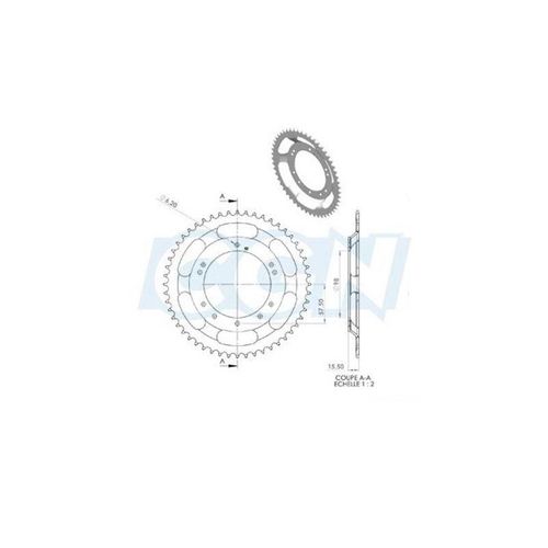 Couronne Cyclo Adaptable 103 Grimeca/Bernardi 52dts (D98) 10 Trous