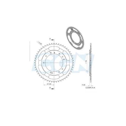 Couronne Cyclo Adaptable Mbk 51s Grimeca 52dts (D98) 10 Trous