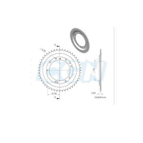 Couronne Cyclo Adaptable Mbk 51s Grimeca 48dts (D98) 10 Trous