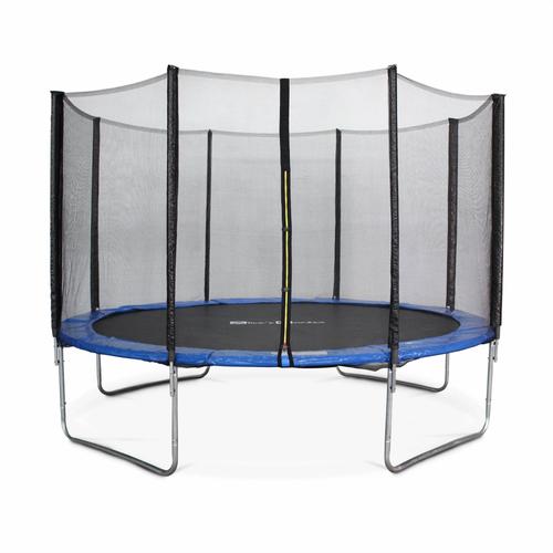 Trampoline Rond Ø 370 Cm Bleu Avec Son Filet De Protection Saturne Trampoline De Jardin 370 Cm