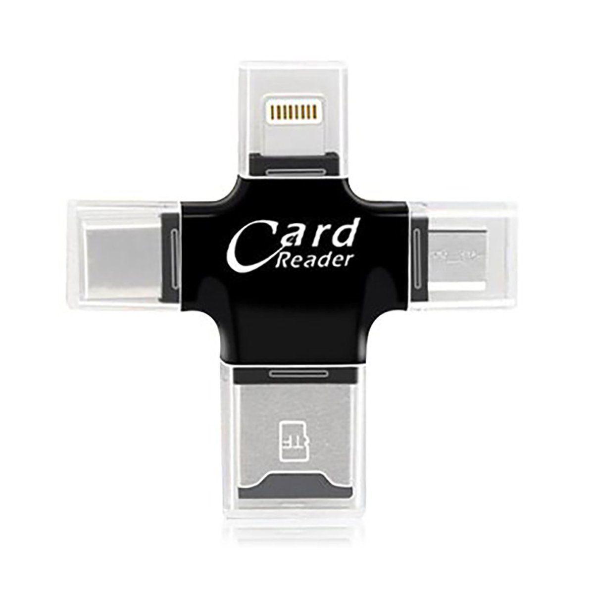 Lecteur de carte 4 en 1 Type C Adaptateur micro usb Lecteur de carte Micro SD  Lecteur de carte pour iPhone pour iPad Smart OTG Card Reader