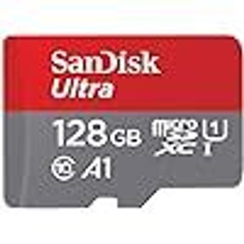 SanDisk 128 Go Ultra microSDXC UHS-I Carte + Adaptateur SD, avec jusqu'à 140 Mo/s, Classe 10, U1, homologuée A1