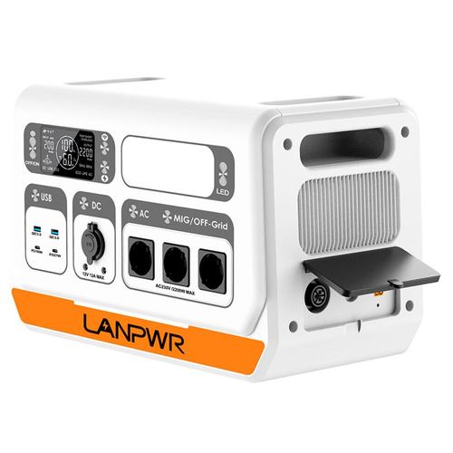 LANPWR 2200PRO 2040Wh Centrale électrique portable , avec onduleur sur réseau, prise en charge 200W/400W/600W/800W, 2200W Max. Sortie CA