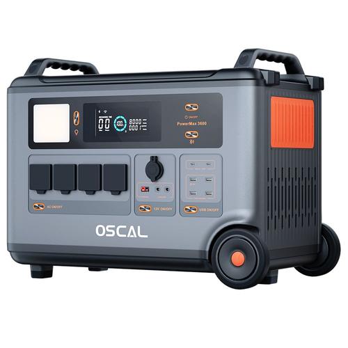 Blackview Oscal PowerMax 3600 Centrale électrique robuste, batterie LiFePO4 de 3600 Wh à 57600 Wh, 14 prises, 5 modes d'éclairage LED, signal de code Morse