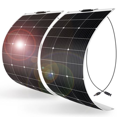 Panneau Solaire Souple 100W 18V (2PC) DOKIO Monocristallin Photovoltaïque 200W pour charger les batteries 12V