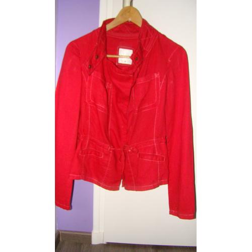 Veste Courte 100% Lin T40 Rouge