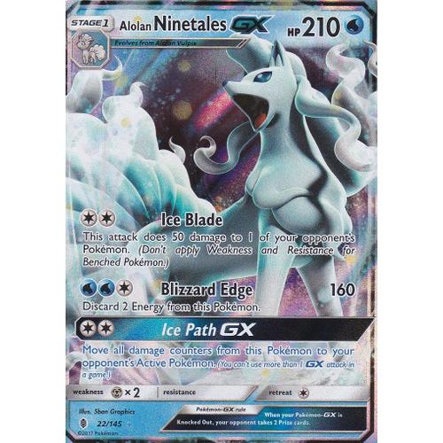 Carte Pokemon - Alolan Ninetales Gx ( Feunard D'alola ) - 22/145 - Ultra Rare - 210 Hp - Soleil Et Lune 2 Gardiens Ascendants - Version Anglaise -