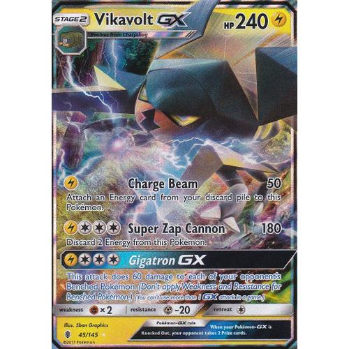 Carte Pokemon - Vikavolt Gx ( Lucanon Gx ) - 45/145 - Ultra Rare - 240 Hp - Soleil Et Lune 2 - Gardiens Ascendants - Version Anglaise -