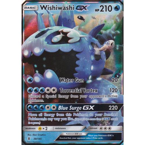 Carte Pokemon - Wishiwashi Gx ( Froussardine Gx ) - 38/145 - Ultra Rare - 210 Hp - Soleil Et Lune 2 - Gardiens Ascendants - Version Anglaise -