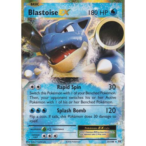 Carte Pokemon - Blastoise Ex ( Tortank Ex ) - 21/108 - Ultra Rare - Xy 12 Evolutions - Version Anglaise -