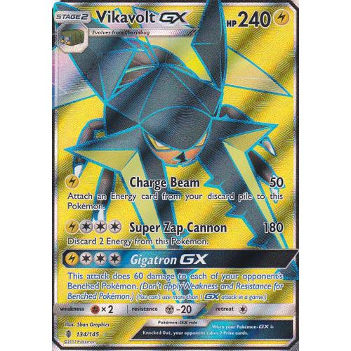 Carte Pokemon - Vikavolt Gx ( Lucanon Gx ) - 134/145 - Ultra Rare En Full Art - 240 Hp - Soleil Et Lune 2 - Gardiens Ascendants - Version Anglaise -