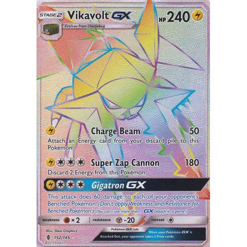 Carte Pokemon - Vikavolt Gx ( Lucanon Gx ) - 152/145 - Secrete Rare - 240 Hp - Soleil Et Lune 2 Gardiens Ascendants - Version Anglaise -