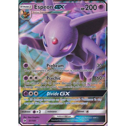 Carte Pokemon - Espeon Gx ( Mentali Gx ) - 61/149 - Ultra Rare - Soleil Et Lune - Version Anglaise -