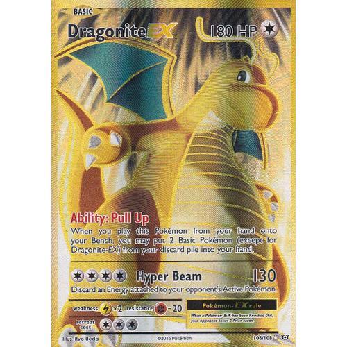 Carte Pokemon - Dragonite Ex ( Dracolosse Ex ) - 106/108 - Ultra Rare En Full Art - Xy12 Evolutions - Version Anglaise -