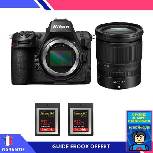 Nikon Z8 + Z 24-70mm f/4 S + 2 SanDisk 512GB Extreme PRO CFexpress Type B + Ebook 'Devenez Un Super Photographe' - Hybride Nikon