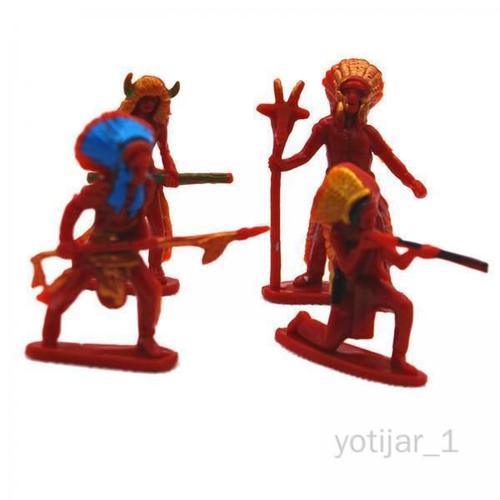 6 X 4x Simulation Cowboy People Figures Collections Indian Model Decorations