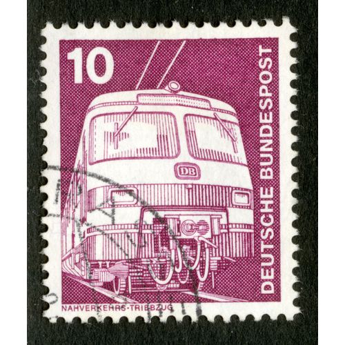 Timbre Oblitéré Deutsche Bundespost, Nahverkehrs - Triebzug, 10